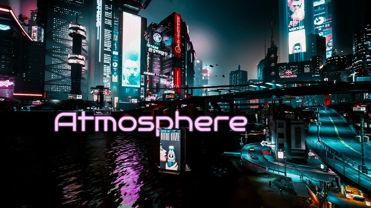 Cyberpunk 2077 Atmosphere | 4K Riverside City Ambience – Traffic, Voices, Fog & Day/Night Loop (4H)