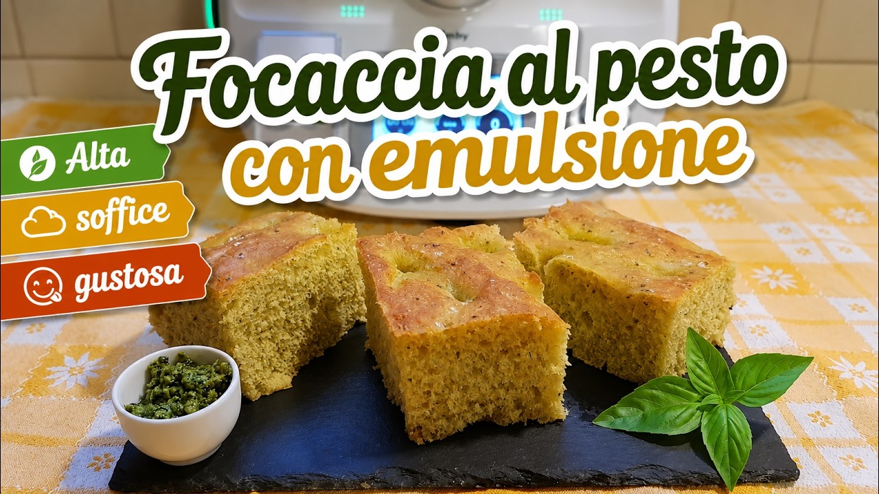 Focaccia al pesto con emulsione per bimby TM6 TM5 TM31