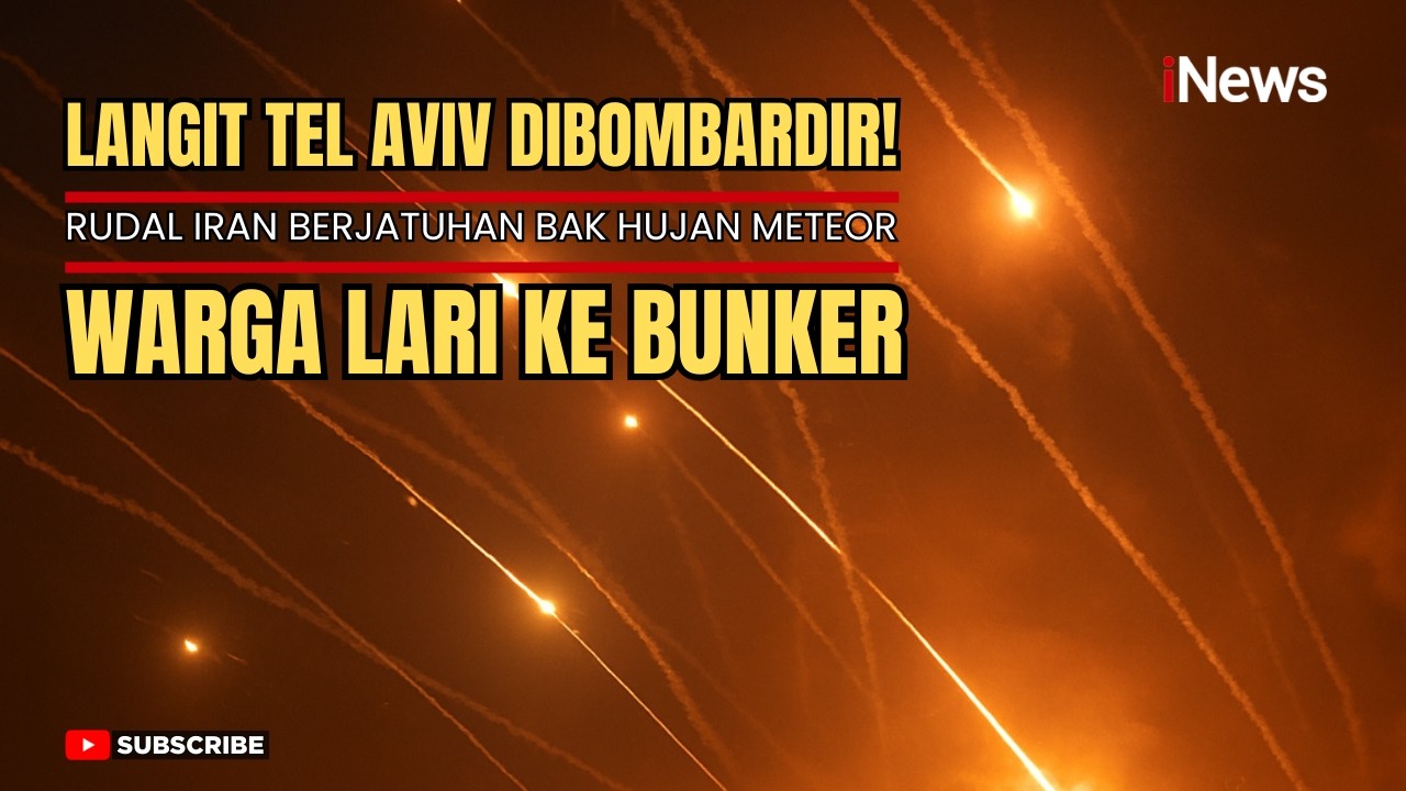 SIRINE MERAUNG! Detik-detik Rudal Iran Hujani Langit Tel Aviv,  Bak Hujan Meteor | iNews Terkini