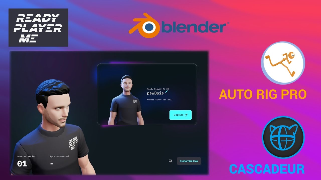 Blender  to Cascadeur to Blender | Rigging pewdiepie in Blender |  Blender ARP Retargeting  - Part02