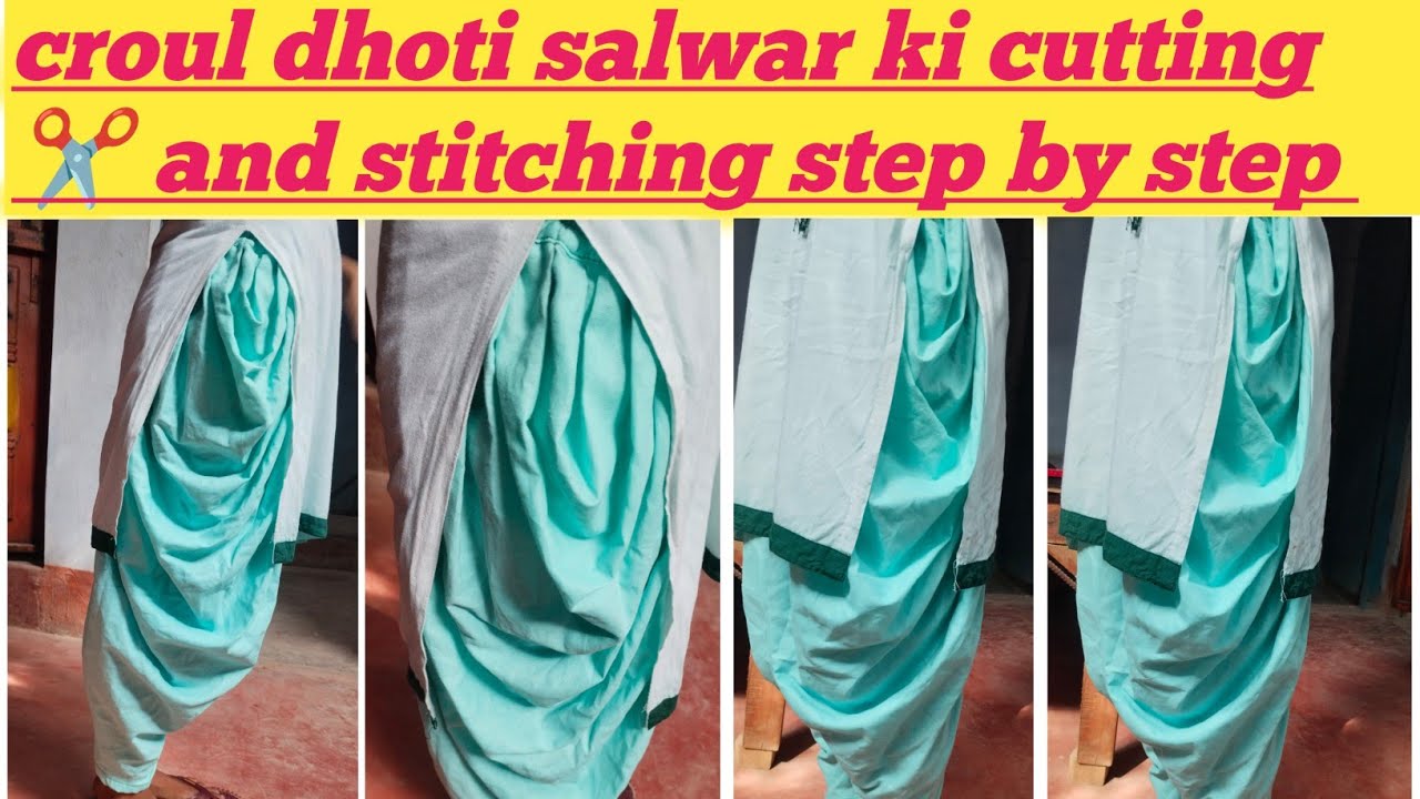 Croul Dhoti Salwar Cutting and Stitching | Step by Step Easy Tutorial