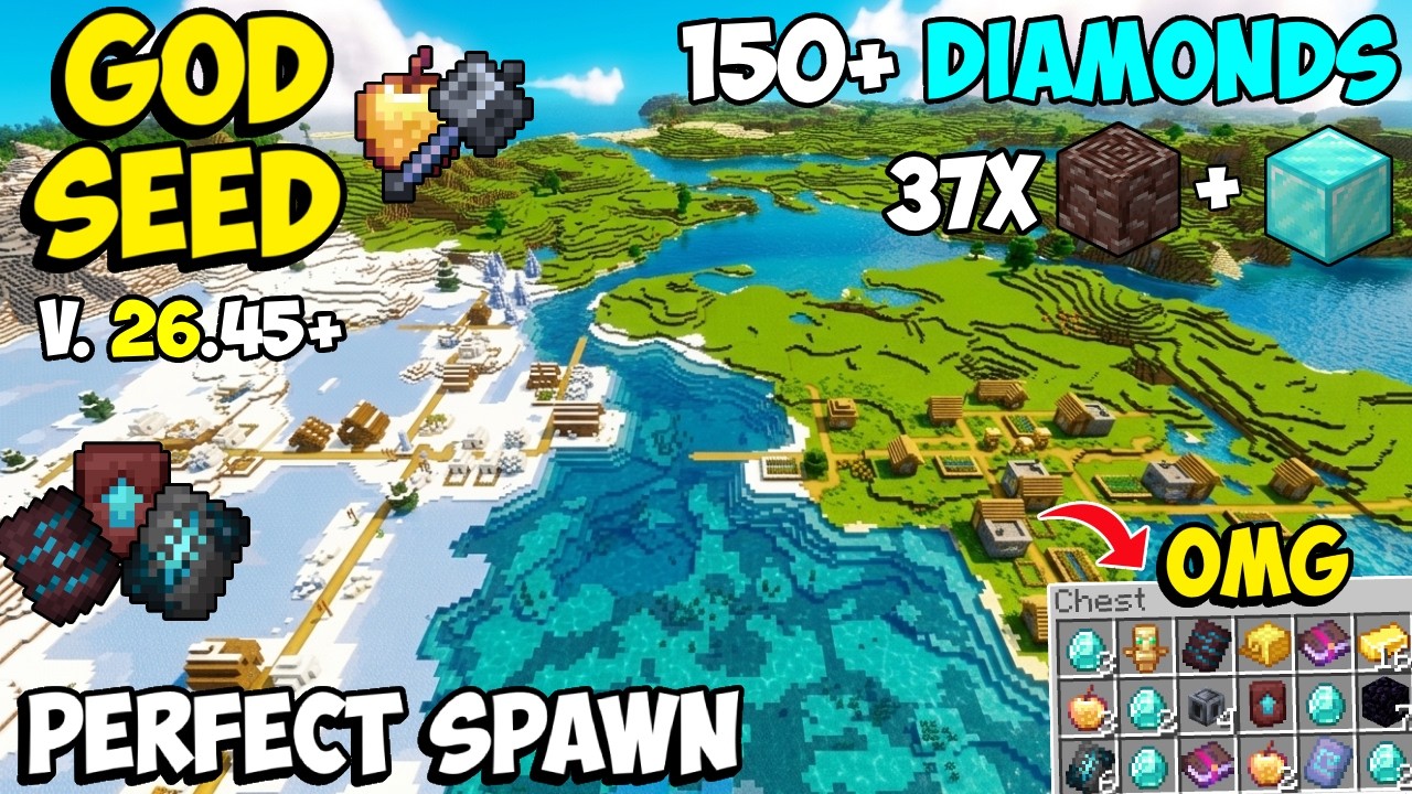 🔥Overpowered [God Seed] For Minecraft 26.45+ Bedrock & PE | Double Four Blacksmith Village Spawn