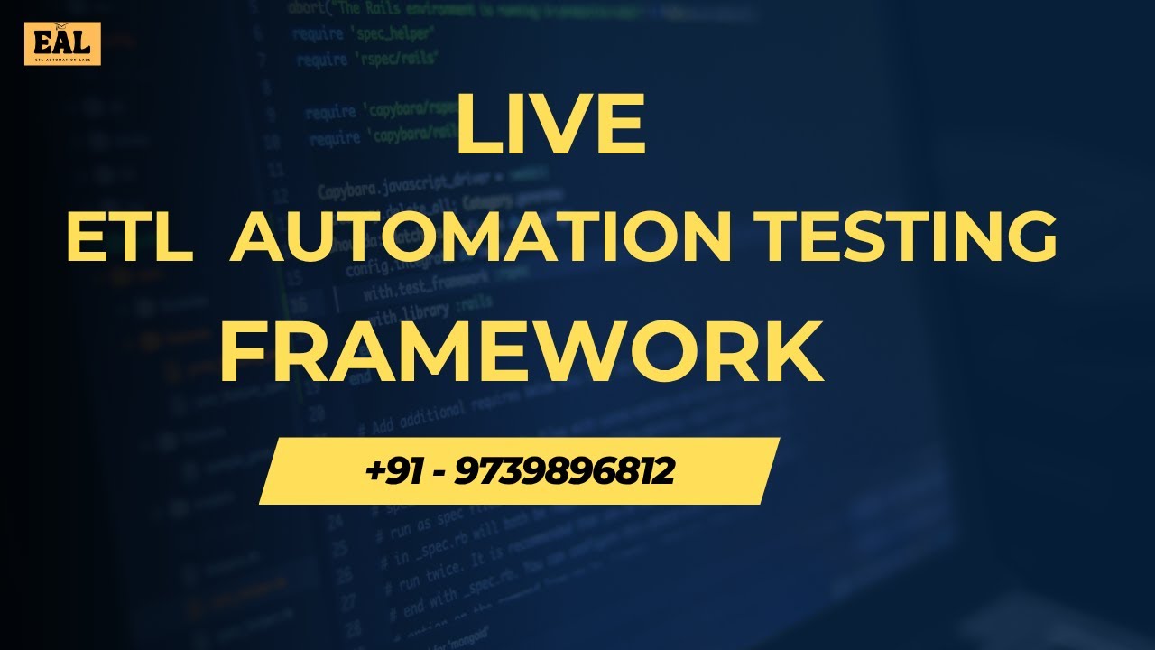 Live ETL Automation Testing Framework | Data Validation using Python + PySpark + Pytest - 9739896812