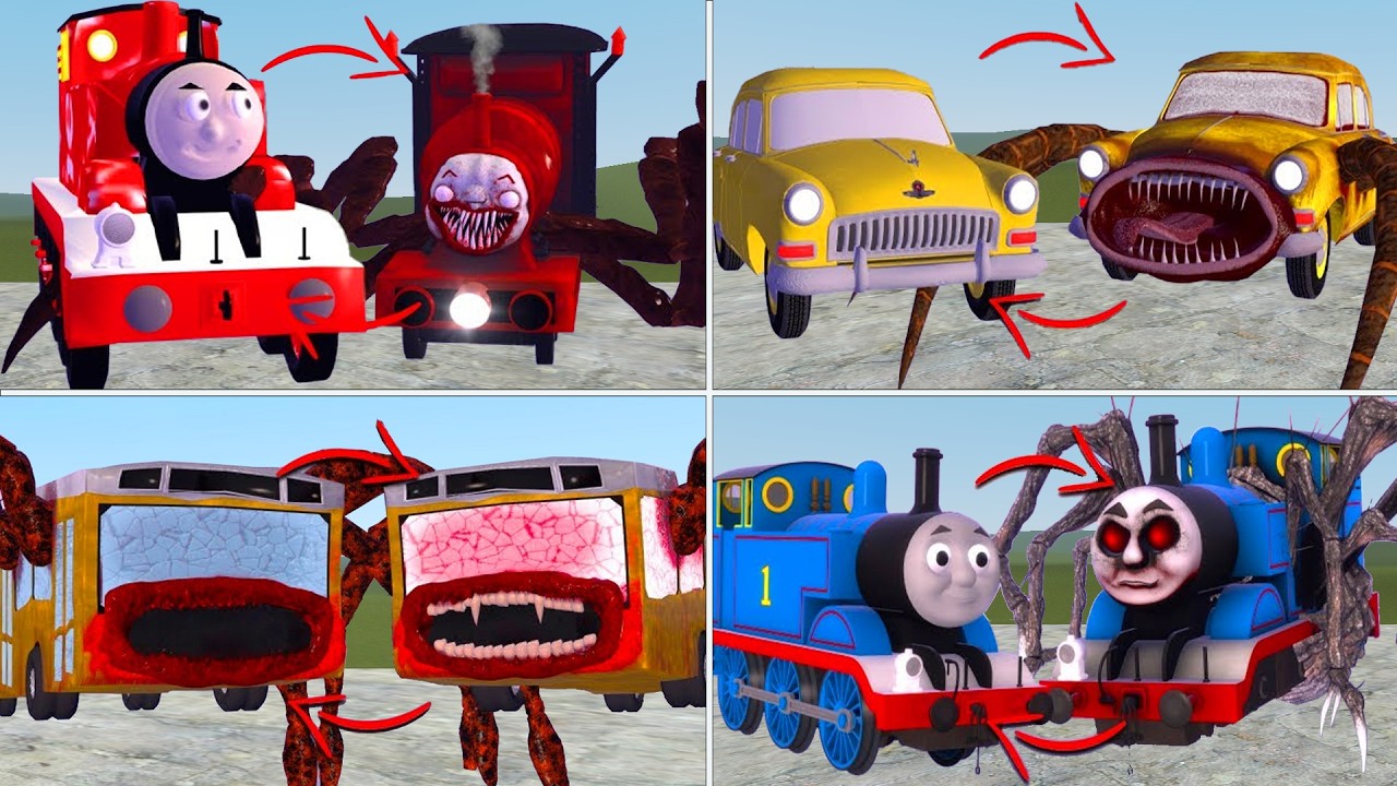 EVERYTHING TURNING INTO MONSTERS : CHOO CHOO CHARLES, CAR EATER, BUS EATER, THOMAS TRAIN Garry’s Mod