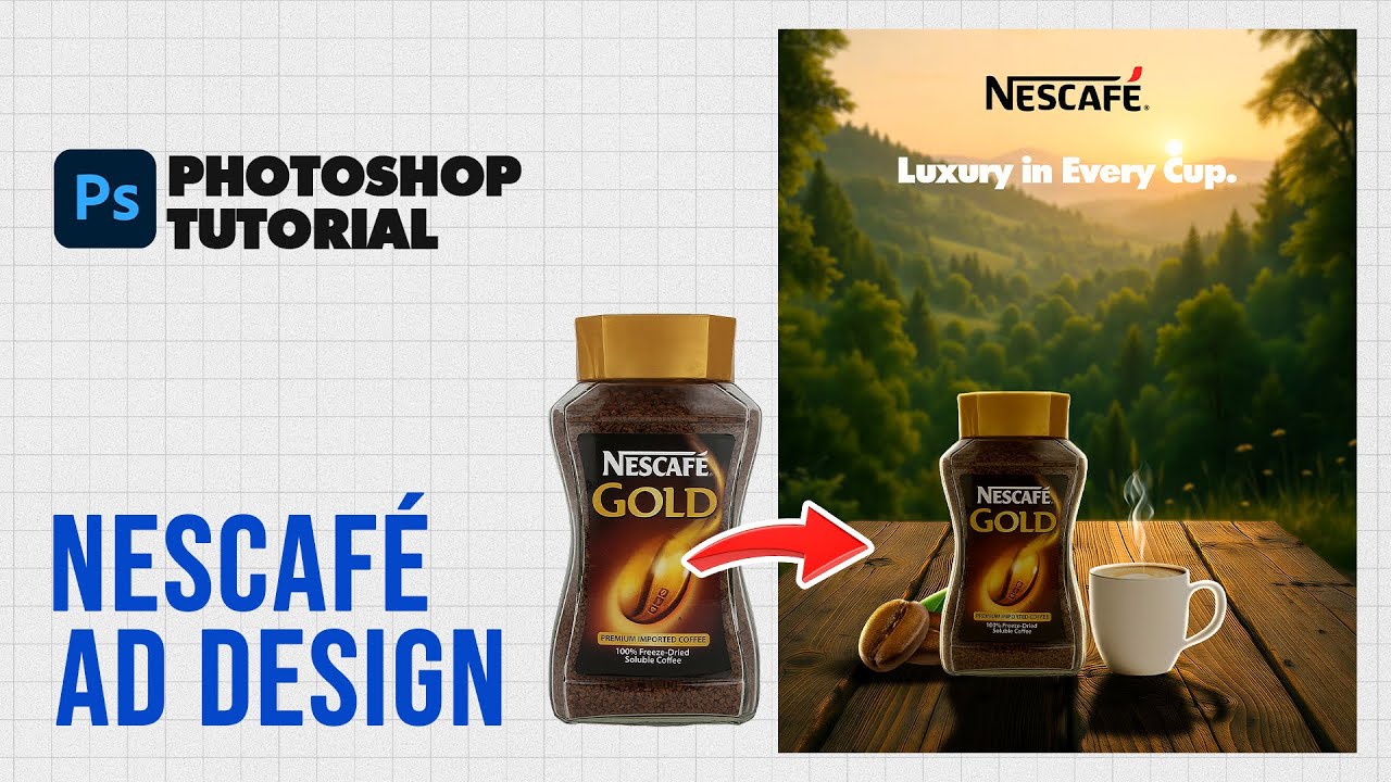 I Designed a Premium NESCAFÉ Coffee Ad in Photoshop Step by Step