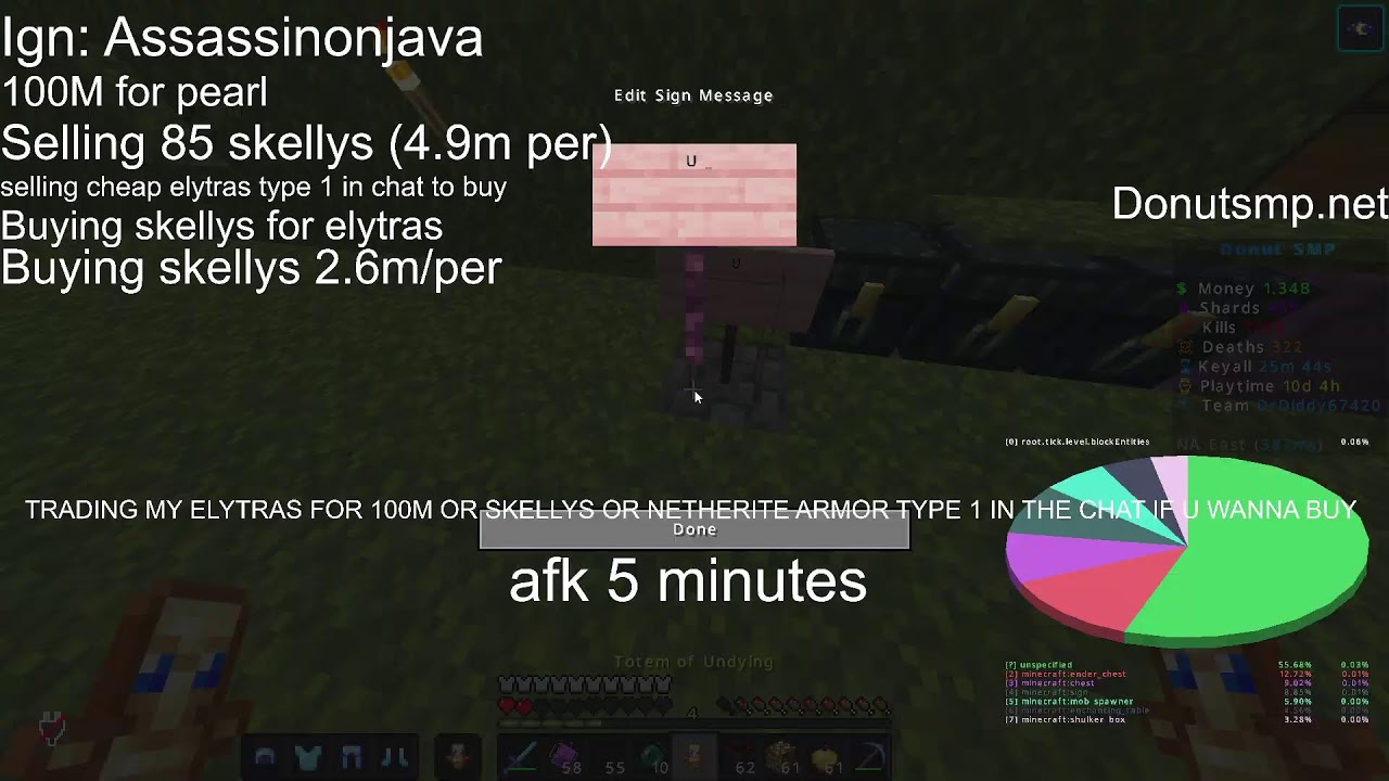 DonutSMP Live! 1 ELYTRA PER GOOD STASH OR BASE! Rating Bases 100M per base Buying skellys 2.5m/per