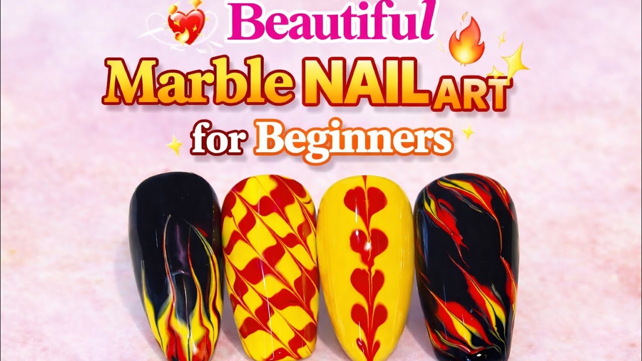 Easy Marble Nail Art for Beginners 💅 Step by Step Nail Art Tutorial#trending #marblenailart #foryou