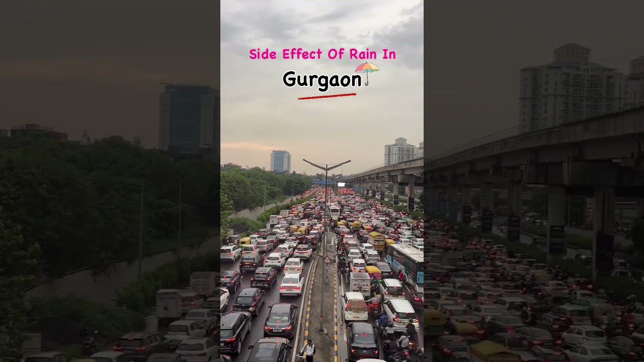 Trapped in Gurgaon Rain Traffic 😱 #shorts | Gurugram Never Ending Traffic Jam