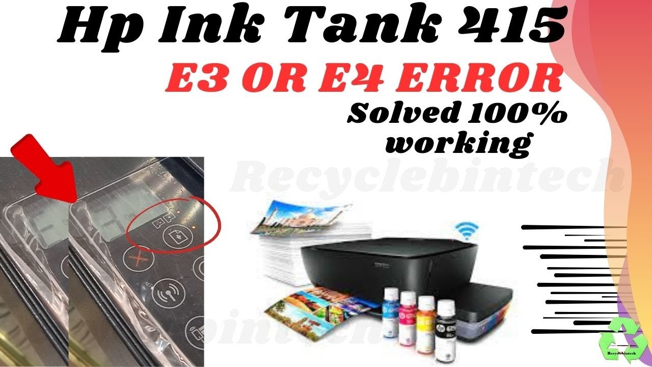 Ошибка HP Ink Tank Wireless 415 E3 или E4