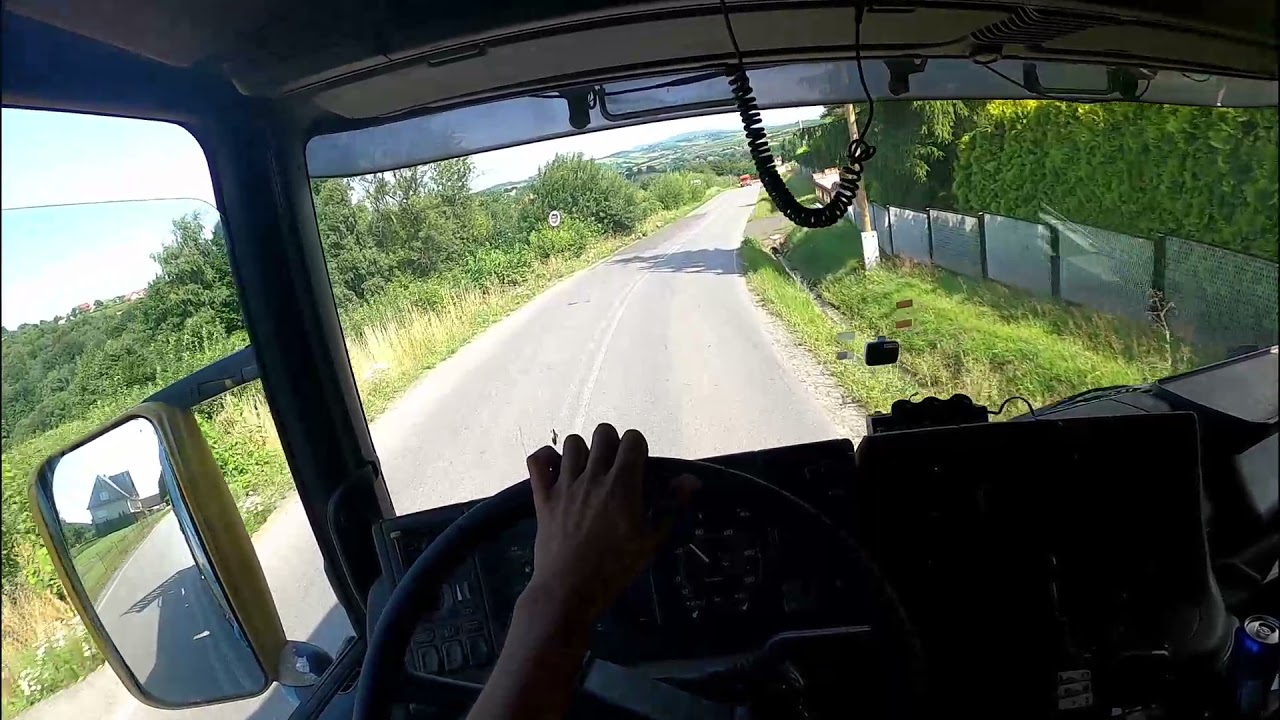 POV Driving Scania 124L 420HP. 8 speed  manual loaded with CAT M313C excavator 14 ton.