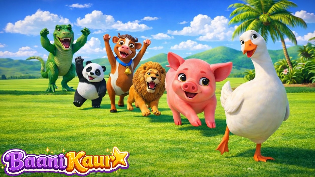 Long Slide Game with Colourful Duck Cow Tiger Gorilla Dog Elephant 3d Animal Game Funny 3d Animals