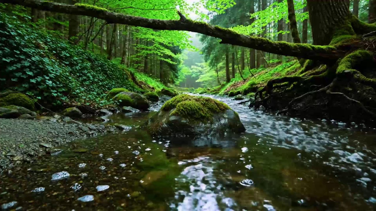 Calming Forest Ambience 🌿 River Flowing Birds Chirping in Hidden Forest Ambience for Rest Medicine