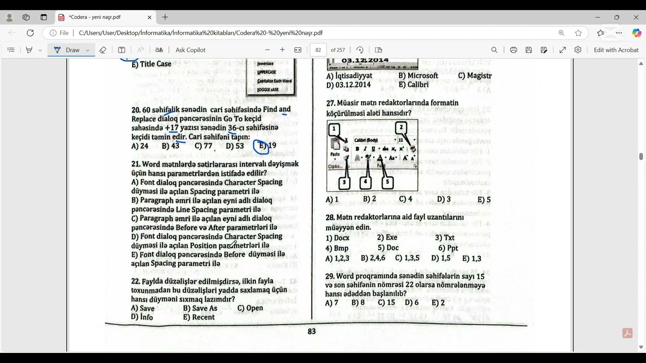 Codera 7.1 Mətn sənədinin yaradılması testlərin izahı #informatika #word #abituriyent #sertifikasiya