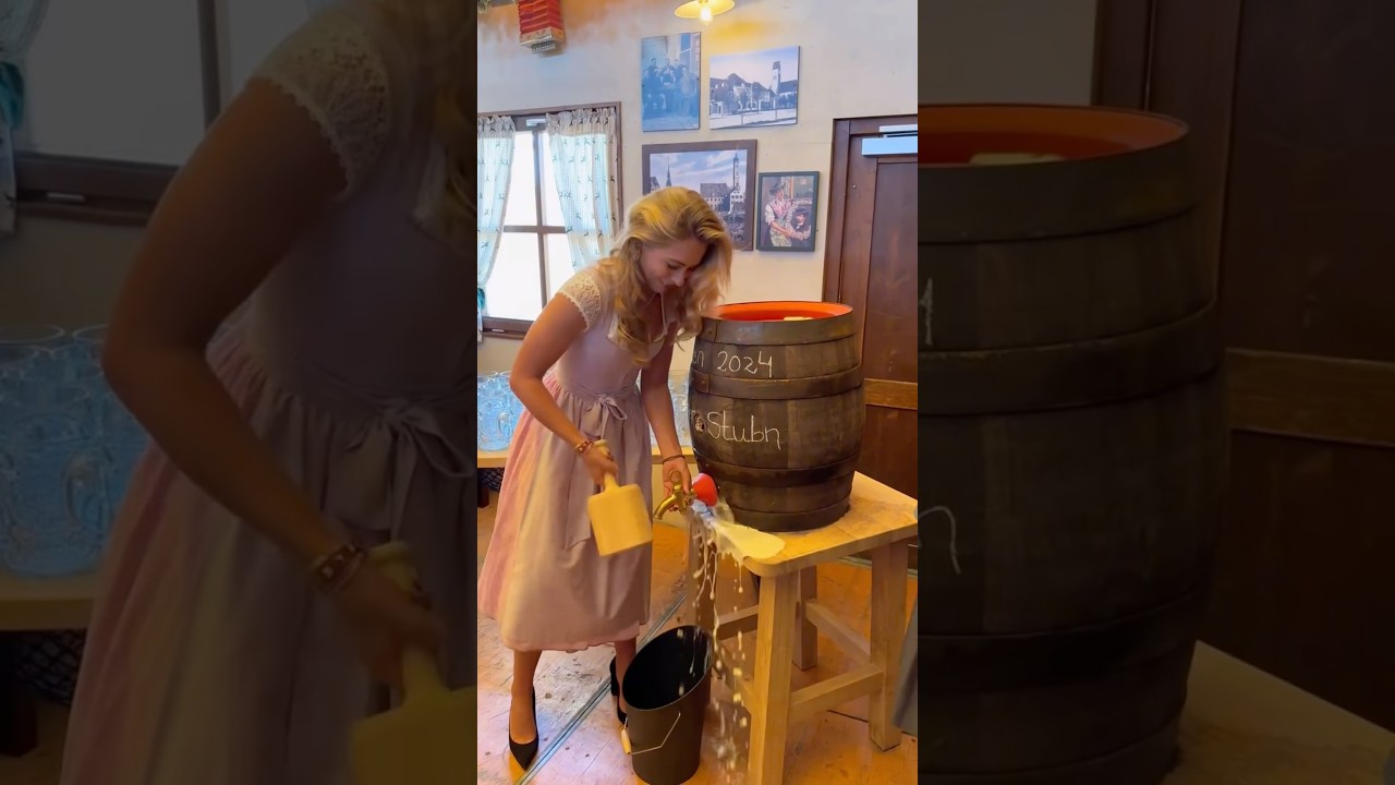 Oktoberfest is just around the corner as we learn how to tap a keg! 🍻Will you be going? 🤷🏽‍♂️