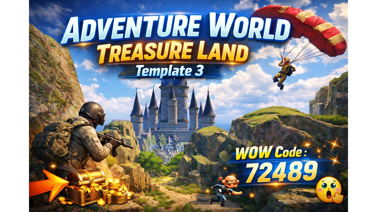 ADVENTURE WORLD TREASURE LAND Template 3 🔥 | WOW Code 72489 | BGMI WOW Mode Parkour Challenge 😱 