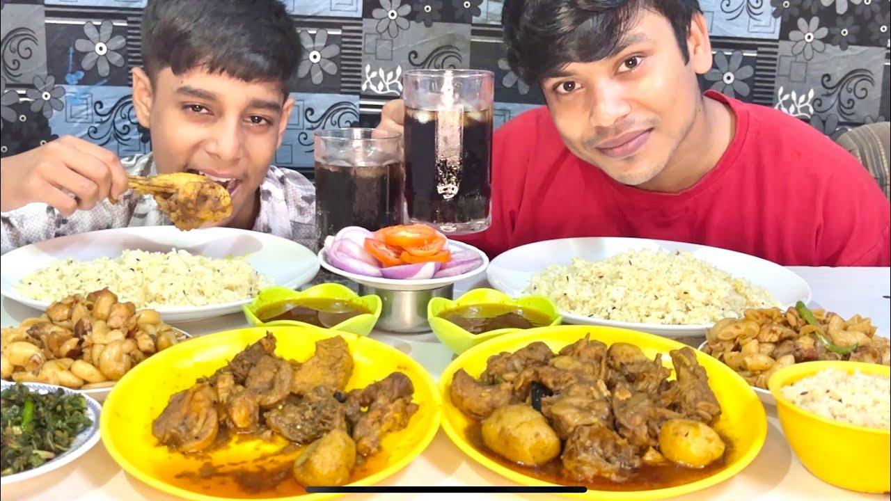 SPICY CHICKEN🍗CURRY,JIRA RICE,CHICKEN PASTA,COLD DRINK,SALAD | VERY TASTY🤤EATING MUKBANG SHOW
