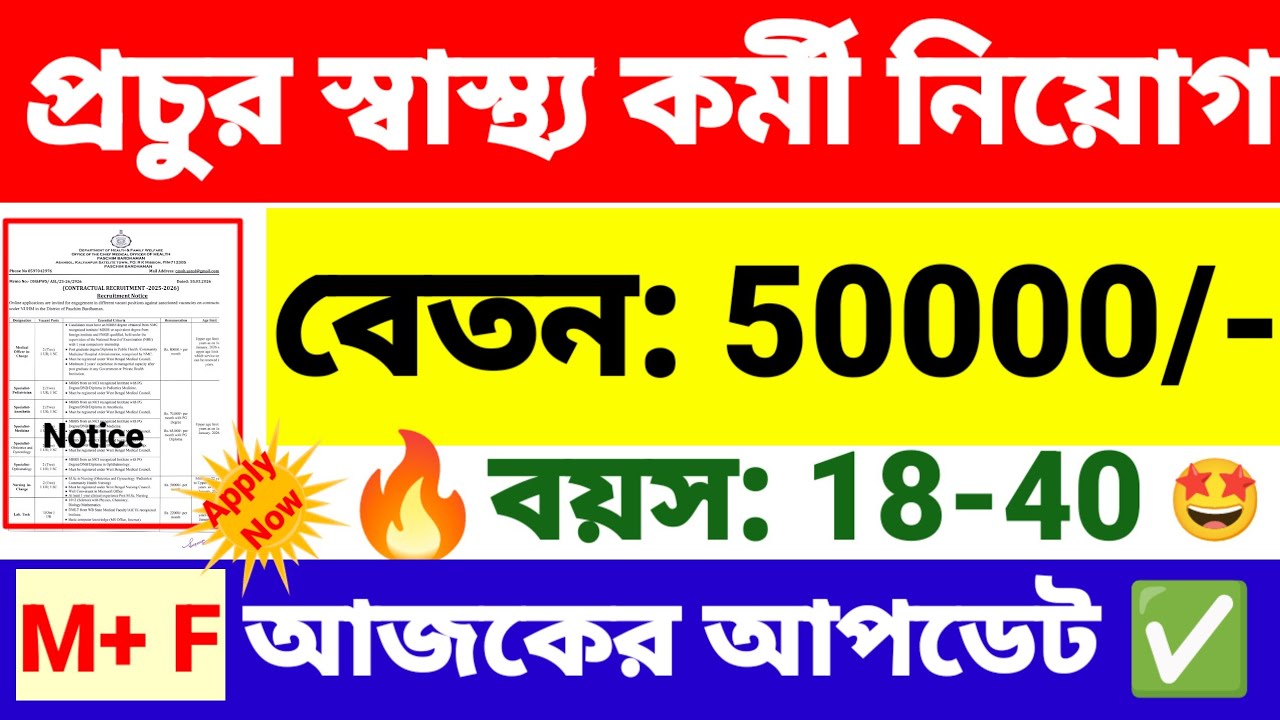 প্রচুর স্বাস্থ্যকর্মী নিয়োগ | wb health recruitment 2026 | wb new govt job vacancy.