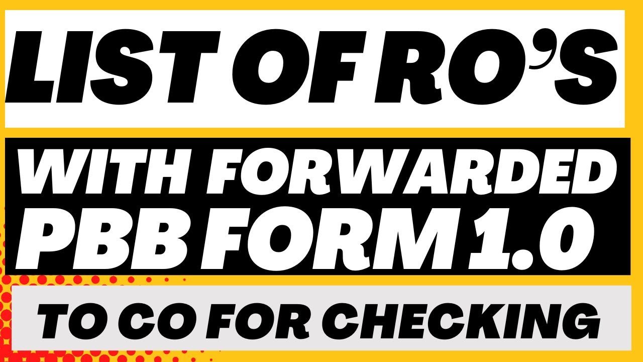 LIST OF REGIONS WITH FORWARDED PBB 2023 FORM 1.0 TO CO FOR CHECKING