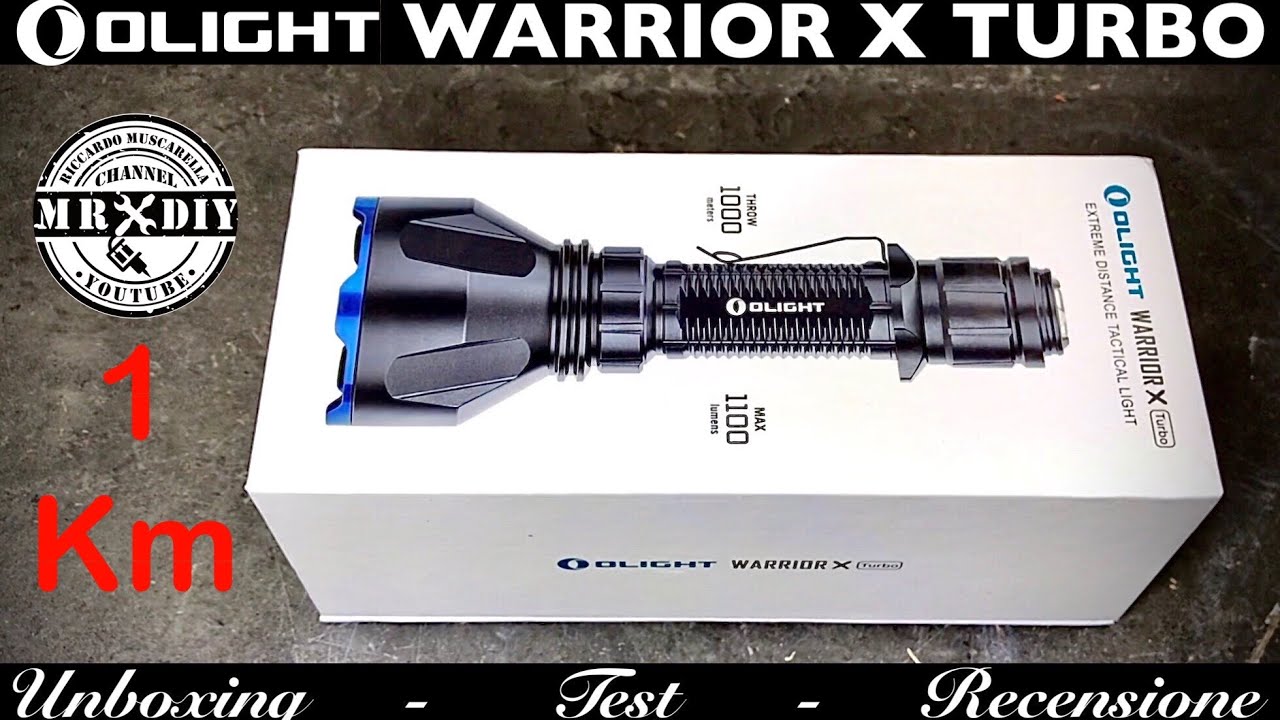 Recensione torcia tattica OLIGHT Warrior X Turbo. 1000 metri - 1100 lumens. Ricaricabile.