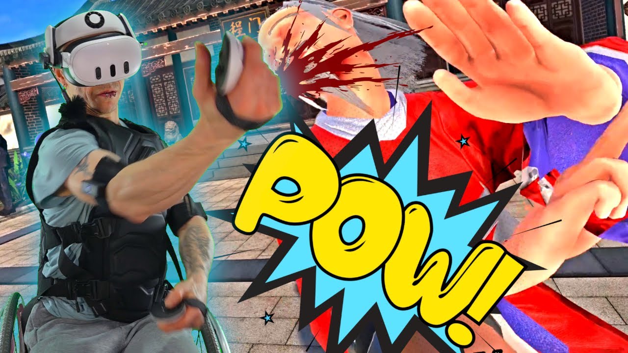 A guy in a Wheelchair and a Haptic Vest, fighting the Youth in Dragon Fist VR Kung Fu