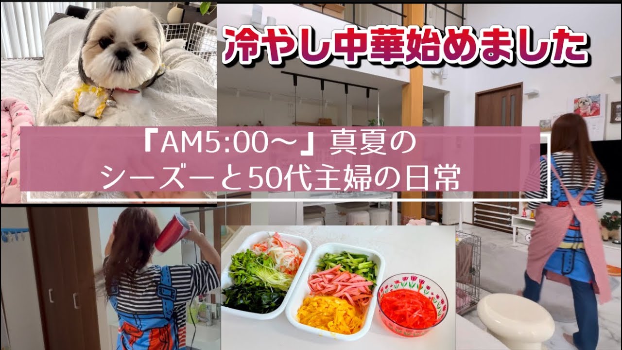 【シーズー】AM5:00〜』真夏のシーズーと50代主婦の日常/掃除/洗濯/散歩/料理