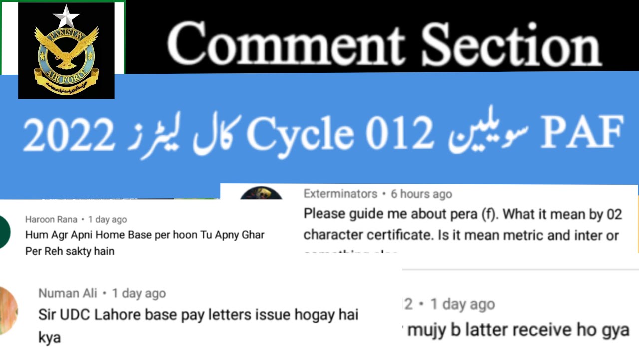 PAF Civilians Call letters || Comment Section