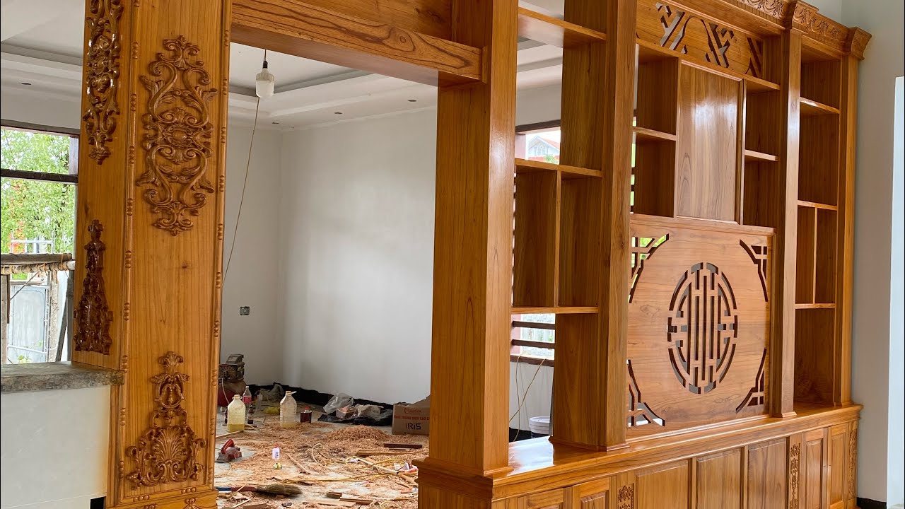 Vách ngăn phòng khách và bếp giá hoàn thiện