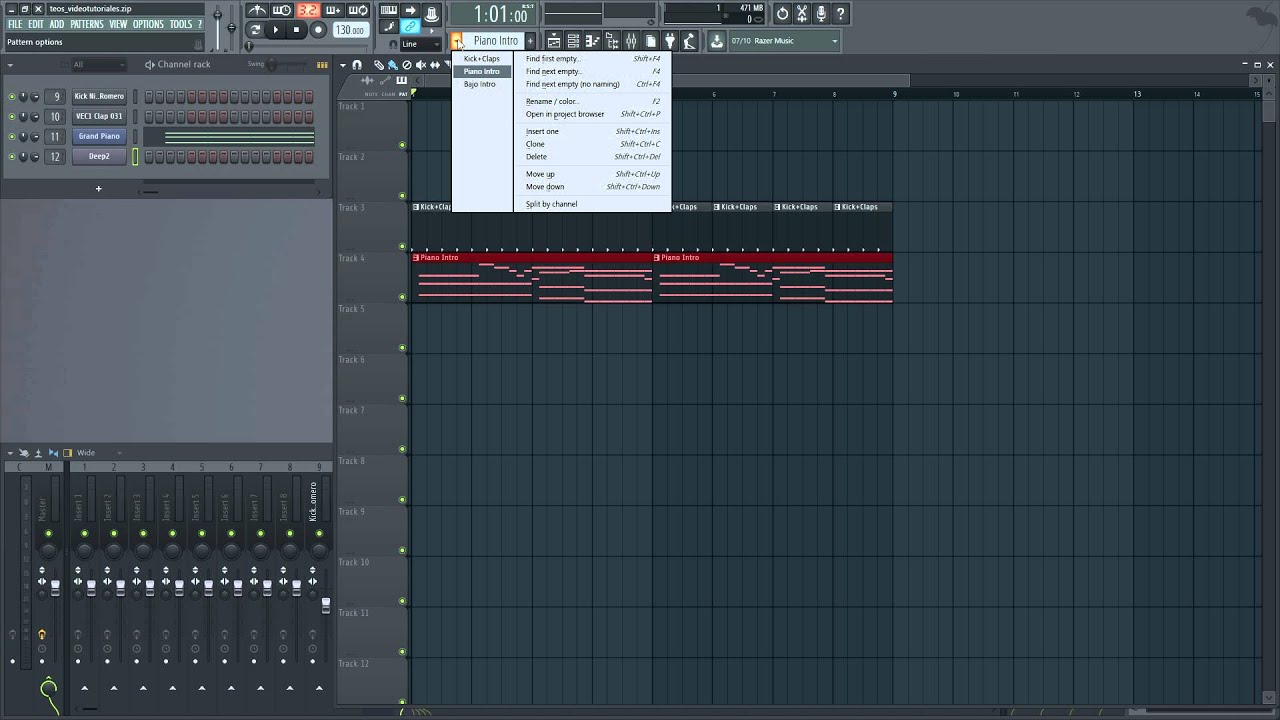 FL Studio 12 desde cero en Español [Tutorial 3: Estructurar el Tema en el Playlist]