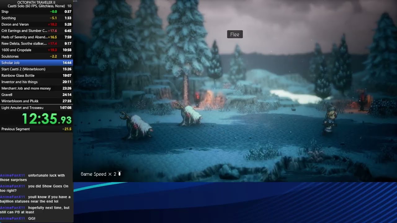 Octopath Traveler II Castti Solo Story (60fps, Glitchless) in 1:04:15