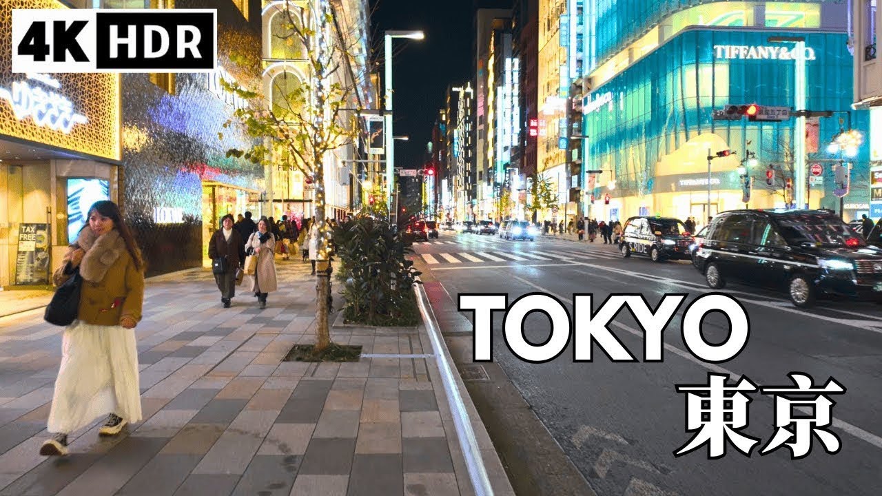 Night Walk in Ginza, Tokyo 🇯🇵 Luxury Streets & Stunning City Lights 4K HDR