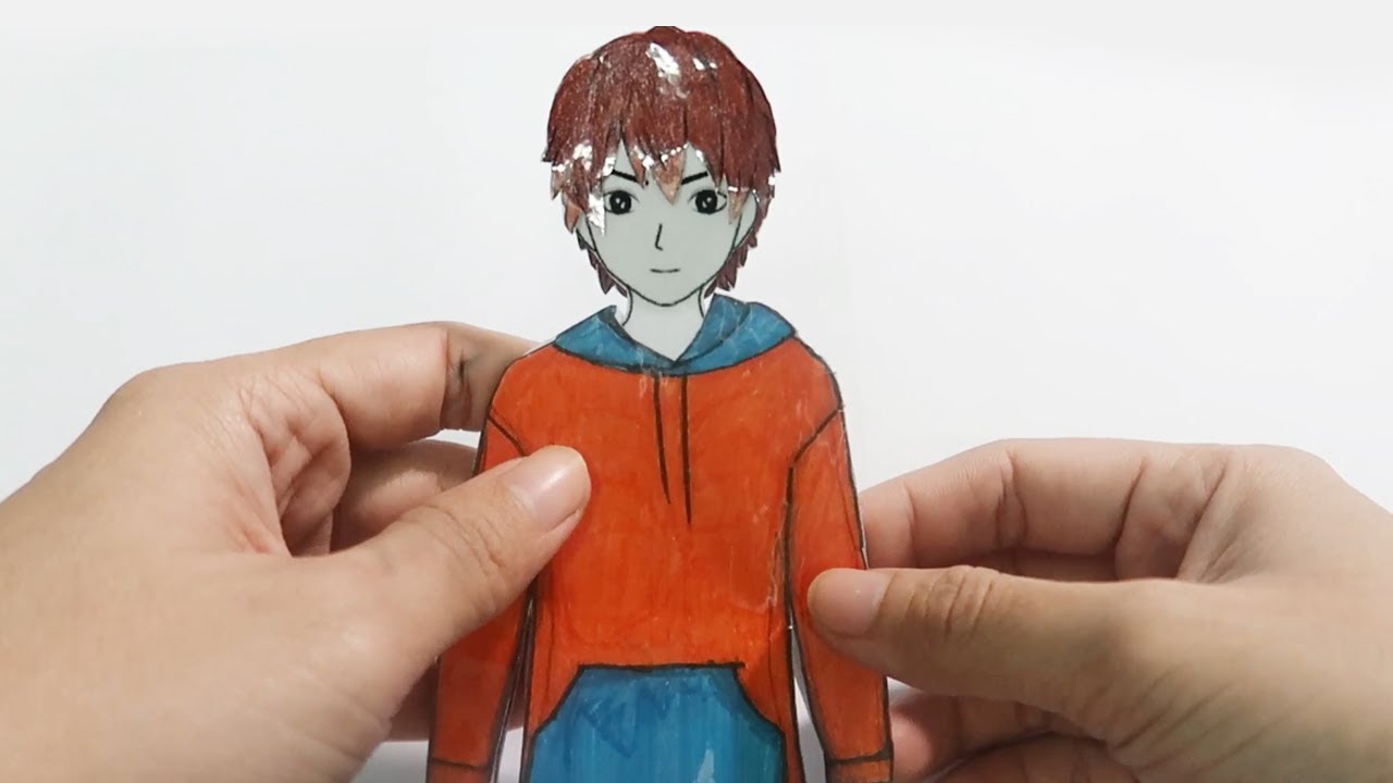 How to make Paper Doll Boy drawing clothes and hair for doll with paper | LUXO Handmade