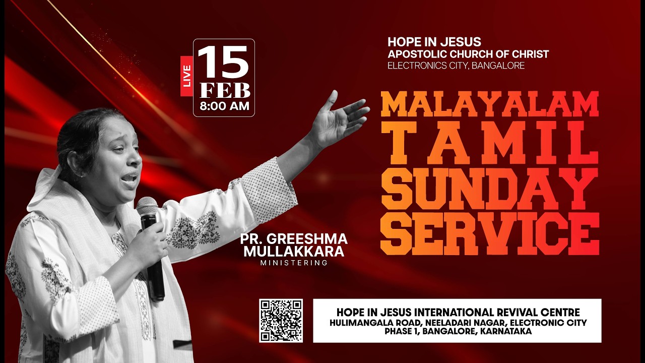 🔴🅻🅸🆅🅴 Sunday Malayalam -Tamil Service | Pr. Greeshma Mullakkara | HIJ International Revival Centre