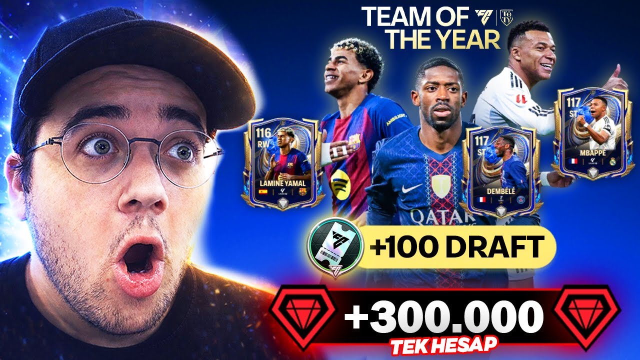 REKOR TEK HESAP +100 TANE DRAFT 300.000 BİN CEVHER TOTY PAKET AÇILIMI 😱 117 GEN ÇIKTI MI ? FC Mobile