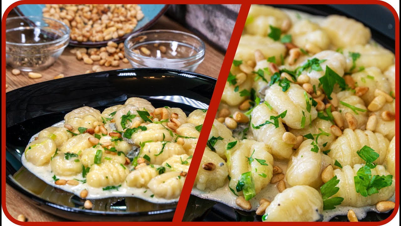 Schnelle GNOCCHI mit Gorgonzola Soße und gerösteten Pinienkernen