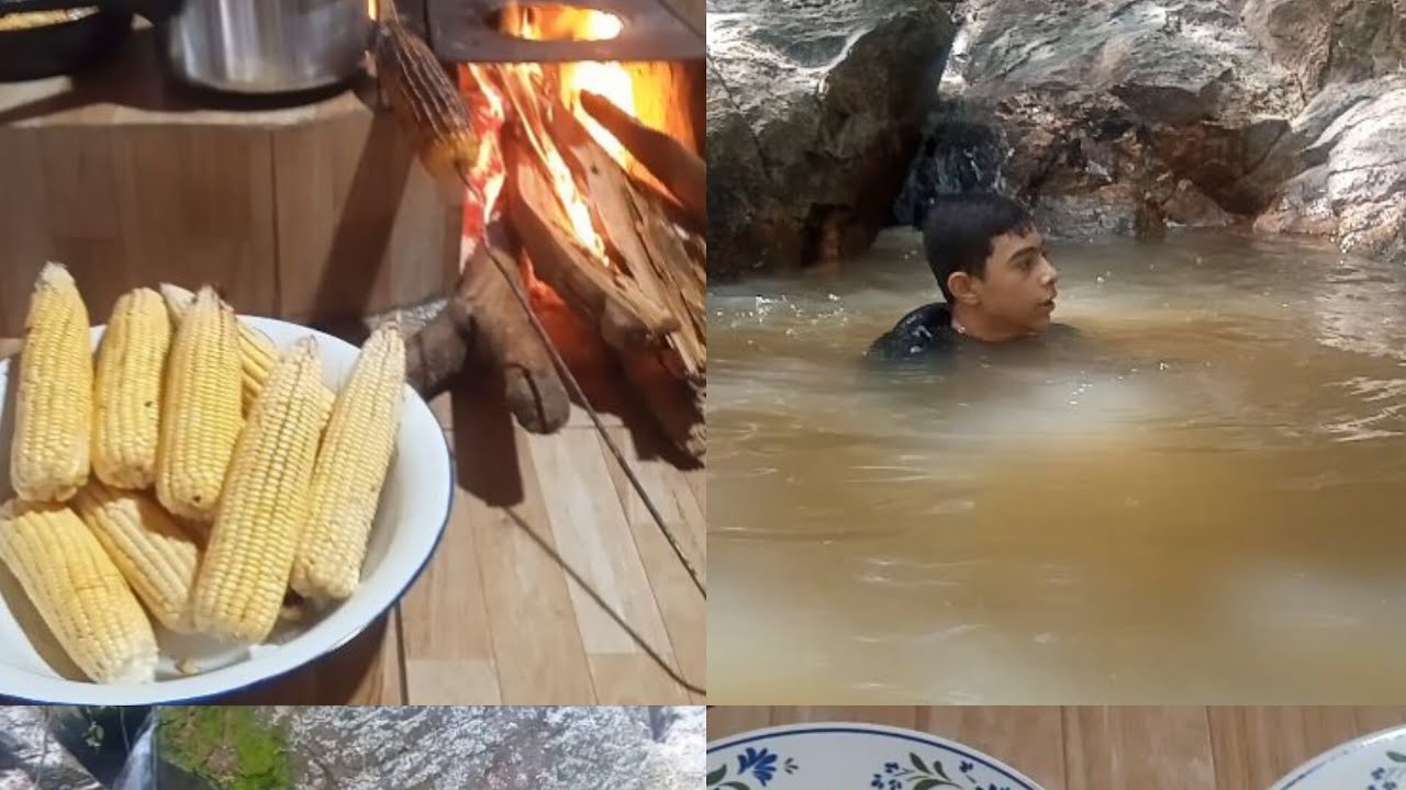 dois dias comigo na roça/fiz canjica+milho assado/almoço simples+tarde na cachoeira 