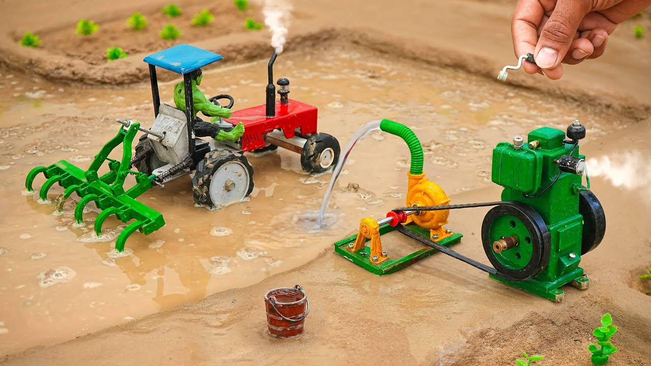 diy how to make water pump using mini diesel engine | mini plough machine @sanocreator