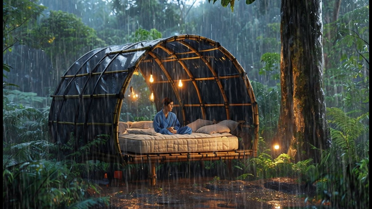 Экстремальный кемпинг во время грозы и сильного дождя в маленькой палатке ⛈️ ⛺