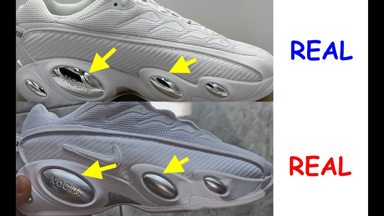 Nike Nocta glide real vs fake. How to spot fake NIke X Nocta drake sneakers