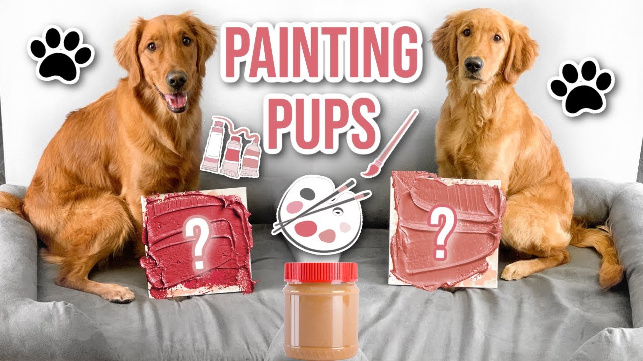 My Dogs Try The Peanut Butter Painting Challenge | Viral Puppy Art Challenge