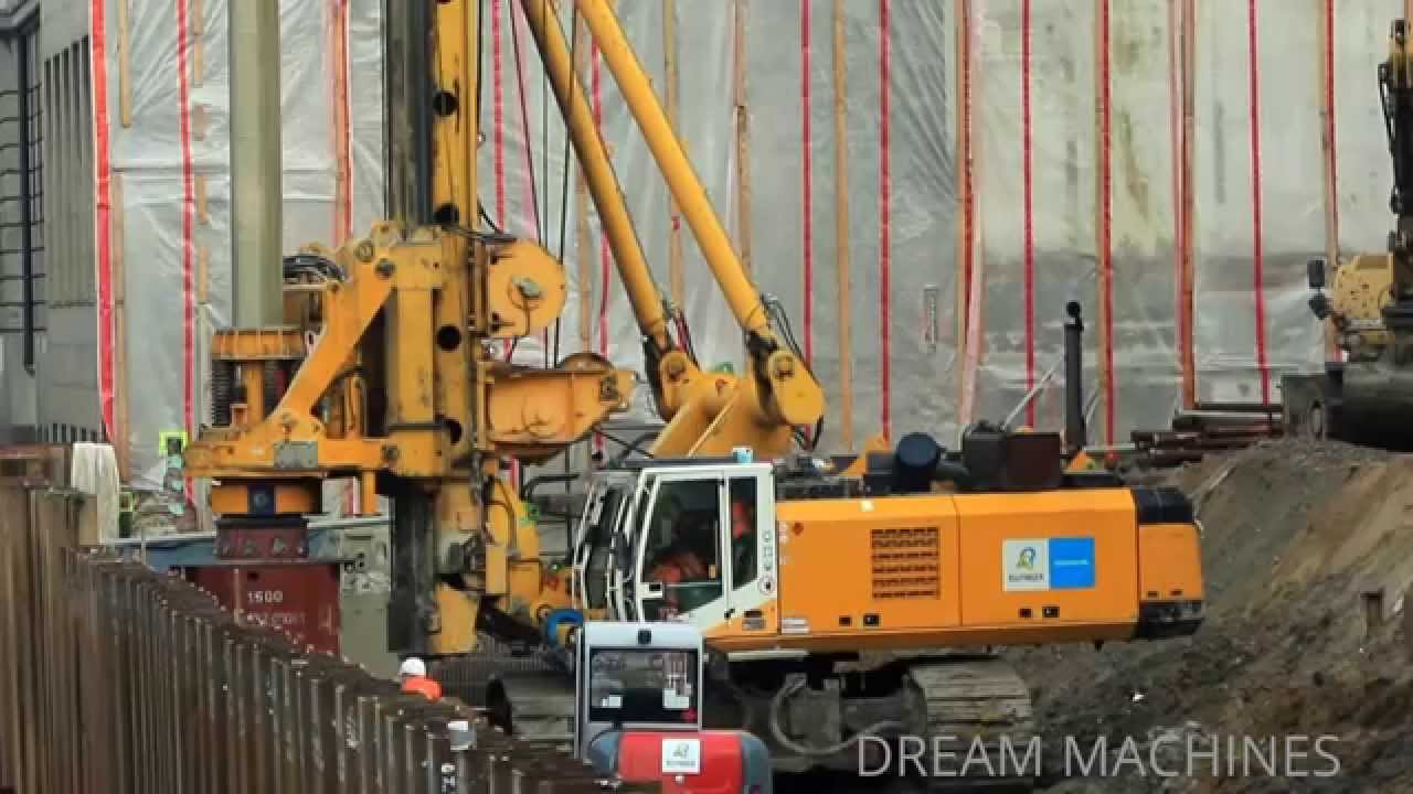 BOHRGERÄT BAUER BG40 BAUSTELLE AM WASSER FUNDAMENTE FÜR NEUBAU DREAM MACHINES