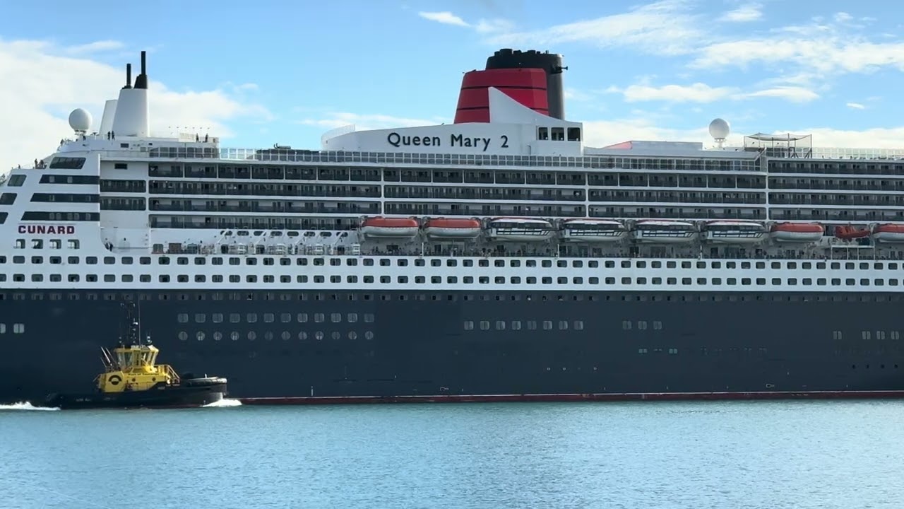 Cunard RMS Queen Mary 2 departs Tauranga, NZ 28/2/26