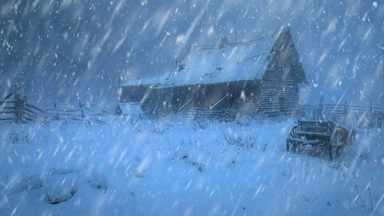 Snowy Wilderness Night 🌬️ Blizzard Ambience & Howling Wind for Calm Sleep