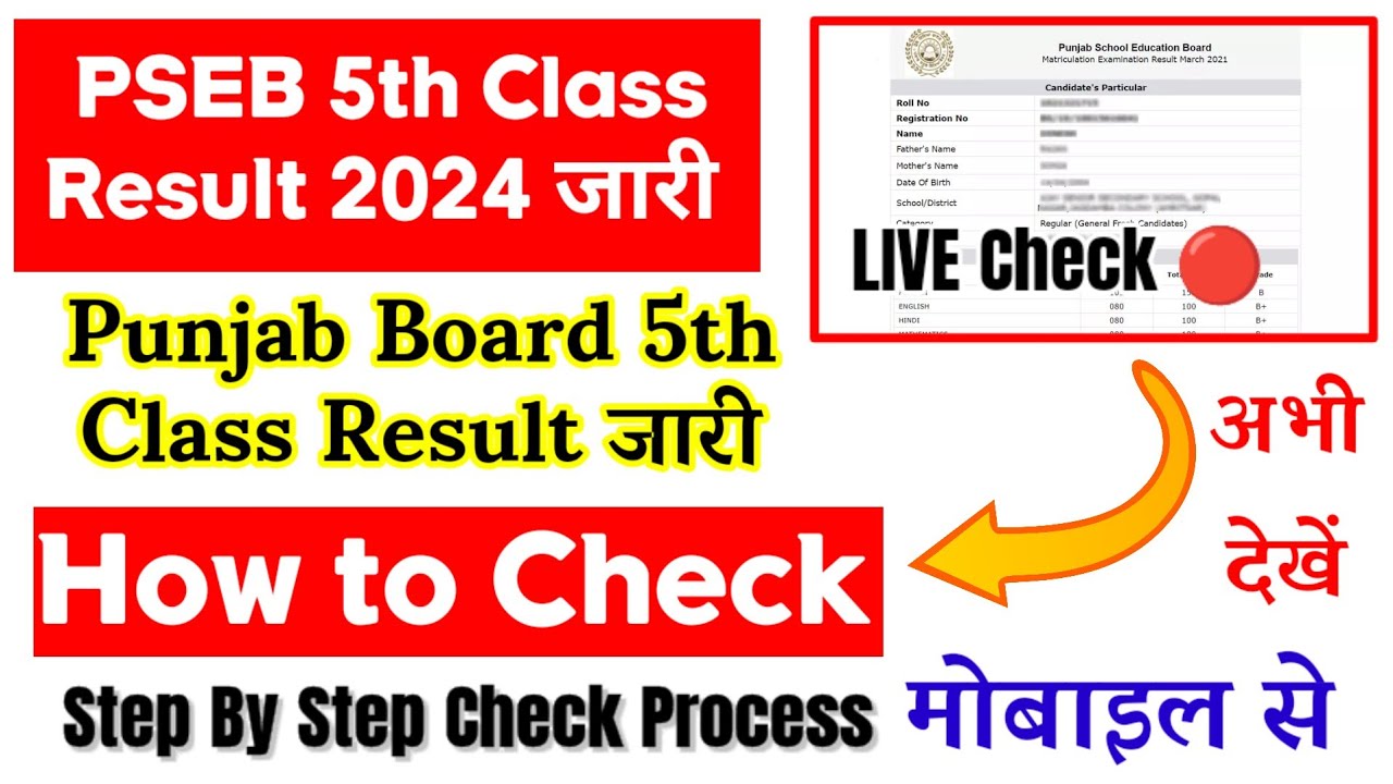 PSEB 5th Class Result 2024 Kaise Dekhe || How to Check Punjab Board 5th Class Result 2024