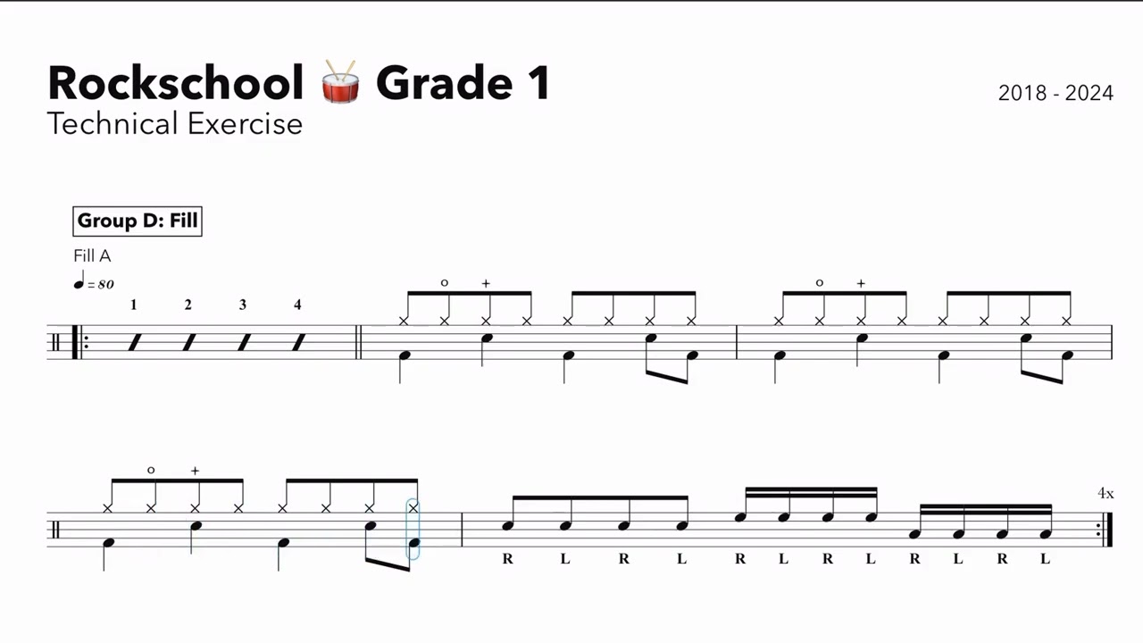 Technical Exercise Rockschool 🥁 Grade 1 (PRACTICE)