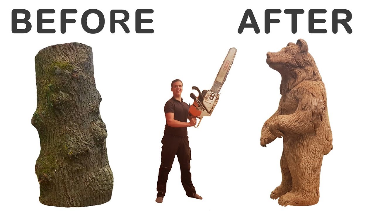 CHAINSAW CARVING A GIANT BEAR