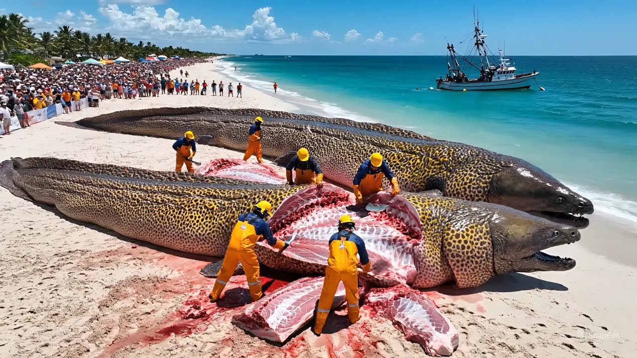 Hunting the 500KG Giant Moray Eel 🐍 – A Deep-Sea Longline Fishing Documentary