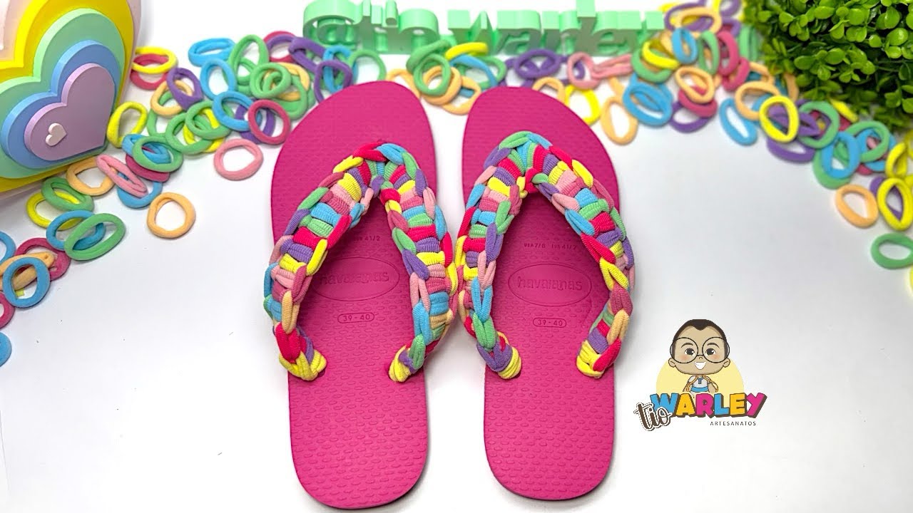 Chinelo Customizado com Xuxinhas/ Tendência #diy #verão/ Chinelo decorado