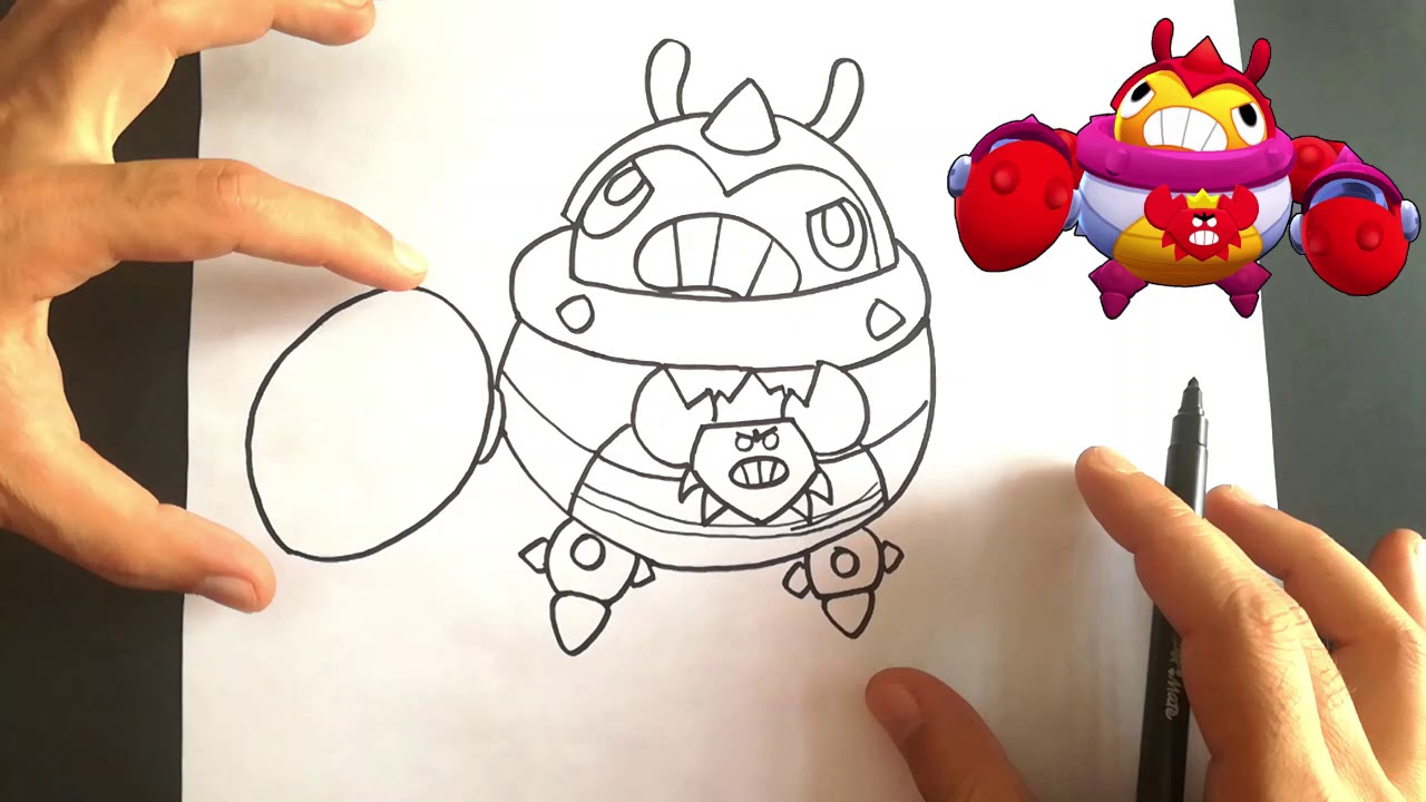 COMO DIBUJAR A TICK REY CANGREJO DE BRAWL STARS | PASO A PASO