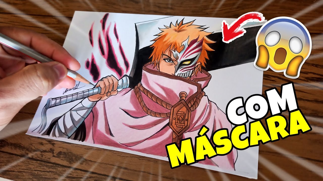 Como desenhar o Ichigo Kurosaki com máscara Hollow (FANART Bleach) passo a passo 1