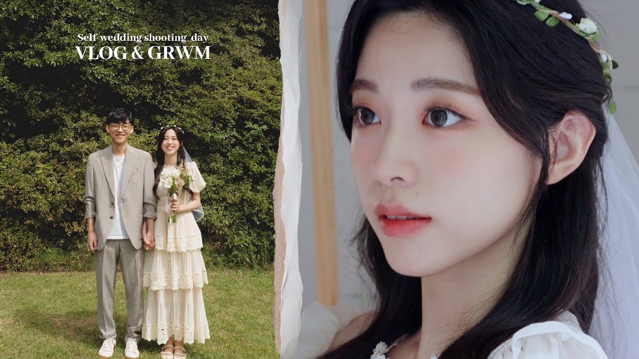 (SUB) 우리 집에서 셀프 웨딩 촬영 한 날👰🏻 GRWM & VLOG 🌿Self-wedding photo at home